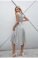 Eileen Grey Sleeveless Pleated Midi Dress - Fashion Genie Boutique