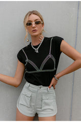 Anya Black Studded T-Shirt - Fashion Genie Boutique