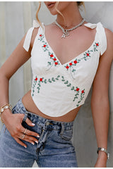 Risk Your Love Rose Embroidered Crop Top - Fashion Genie Boutique