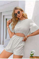 Bell Me Grey Cropped T-Shirt & Shorts Co-Ord - Fashion Genie Boutique