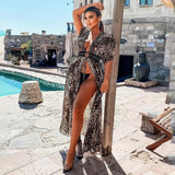 Bali Sunset Black Leopard Kaftan Cover-Up - Fashion Genie Boutique