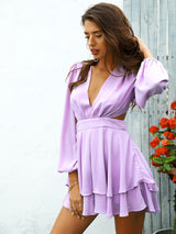 Late Night Purple Cut Out Playsuit - Fashion Genie Boutique