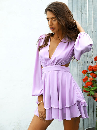 Late Night Purple Cut Out Playsuit - Fashion Genie Boutique