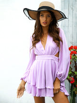 Late Night Purple Cut Out Playsuit - Fashion Genie Boutique