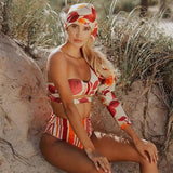 Alicia Orange Asymmetrical Bikini & Sarong Skirt - Fashion Genie Boutique