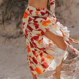 Alicia Orange Asymmetrical Bikini & Sarong Skirt - Fashion Genie Boutique