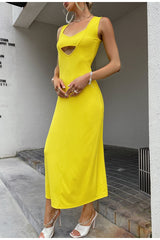 Certain Things Yellow Cut Out Maxi Dress - Fashion Genie Boutique