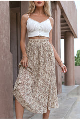 Day Drinks Brown Print Midi Skirt - Fashion Genie Boutique