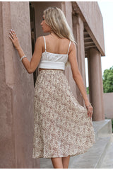 Day Drinks Brown Print Midi Skirt - Fashion Genie Boutique