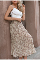 Day Drinks Brown Print Midi Skirt - Fashion Genie Boutique