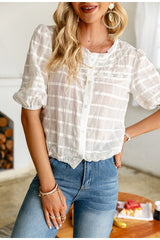 Sassy And Sweet White Button Up Blouse - Fashion Genie Boutique