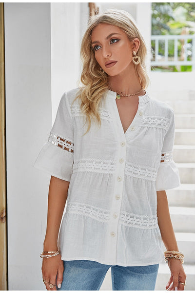 Bella White Embroidered Shirt - Fashion Genie Boutique