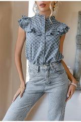 Celina Blue Ruffle Blouse - Fashion Genie Boutique