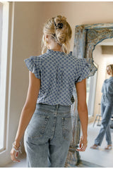 Celina Blue Ruffle Blouse - Fashion Genie Boutique