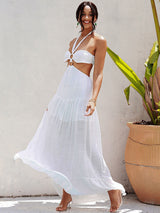 Angila White Halter Cut Out Maxi Dress - Fashion Genie Boutique