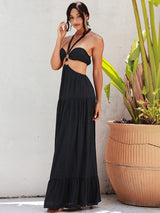 Angila Black Halter Cut Out Maxi Dress - Fashion Genie Boutique