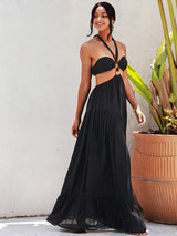 Angila Black Halter Cut Out Maxi Dress - Fashion Genie Boutique