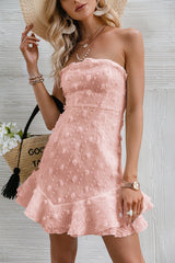 Josie Pink Strapless Ruffle Mini Dress - Fashion Genie Boutique