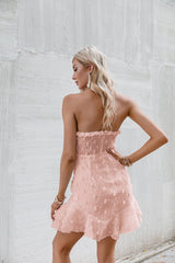 Josie Pink Strapless Ruffle Mini Dress - Fashion Genie Boutique