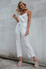 Girl Next Door White Ruffle Jumpsuit - Fashion Genie Boutique