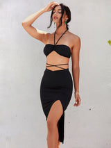 Seeking Love Black Crop Top & Midi Skirt Co-Ord - Fashion Genie Boutique
