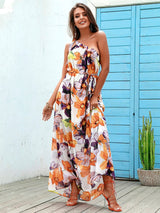 Fiesta Multi Floral Print One Shoulder Maxi Dress - Fashion Genie Boutique
