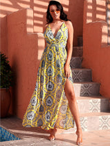 Cosmopolitan Chic Yellow Paisley Print Maxi Dress - Fashion Genie Boutique