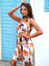 Margarita Multi Floral Print One Shoulder Mini Dress - Fashion Genie Boutique