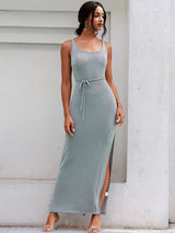 Out In Town Green Split Maxi Dress - Fashion Genie Boutique