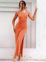 Out In Town Orange Split Maxi Dress - Fashion Genie Boutique