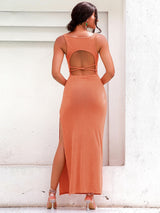 Out In Town Orange Split Maxi Dress - Fashion Genie Boutique