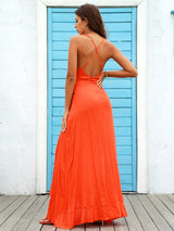Angel Orange Ruffle Wrap Maxi Dress - Fashion Genie Boutique