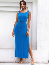 Out In Town Blue Split Maxi Dress - Fashion Genie Boutique