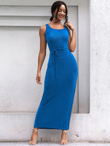 Out In Town Blue Split Maxi Dress - Fashion Genie Boutique