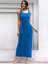 Out In Town Blue Split Maxi Dress - Fashion Genie Boutique