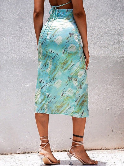 Little Doll Green Split Midi Skirt - Fashion Genie Boutique