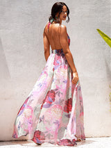 Designer Days Print Floral Print Double Split Maxi Dress - Fashion Genie Boutique