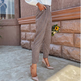 Go On Brown High Waist Checked Trousers - Fashion Genie Boutique