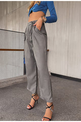 Cloud Nine Grey High Waisted Trousers - Fashion Genie Boutique