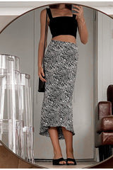 Out On The Town Black & White Swirl Midi Skirt - Fashion Genie Boutique