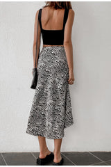 Out On The Town Black & White Swirl Midi Skirt - Fashion Genie Boutique