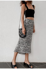 Out On The Town Black & White Swirl Midi Skirt - Fashion Genie Boutique