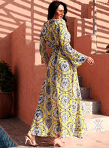 Eliza Yellow Paisley Print Long Sleeve Maxi Dress - Fashion Genie Boutique
