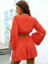 Sultry Nights Red Long Sleeve Cut Out Mini Dress - Fashion Genie Boutique