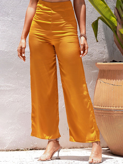 Classy Chic Yellow High Waisted Trousers - Fashion Genie Boutique