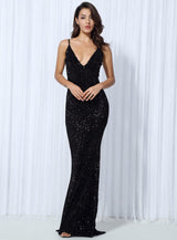 Goal Digger Black Sequin Maxi Gown Dress - Fashion Genie Boutique