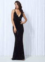 Goal Digger Black Sequin Maxi Gown Dress - Fashion Genie Boutique