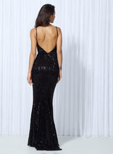 Goal Digger Black Sequin Maxi Gown Dress - Fashion Genie Boutique