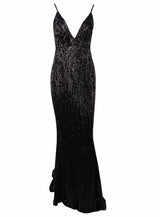 Goal Digger Black Sequin Maxi Gown Dress - Fashion Genie Boutique