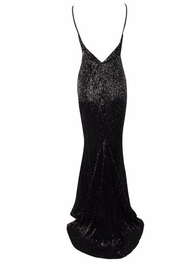 Goal Digger Black Sequin Maxi Gown Dress - Fashion Genie Boutique